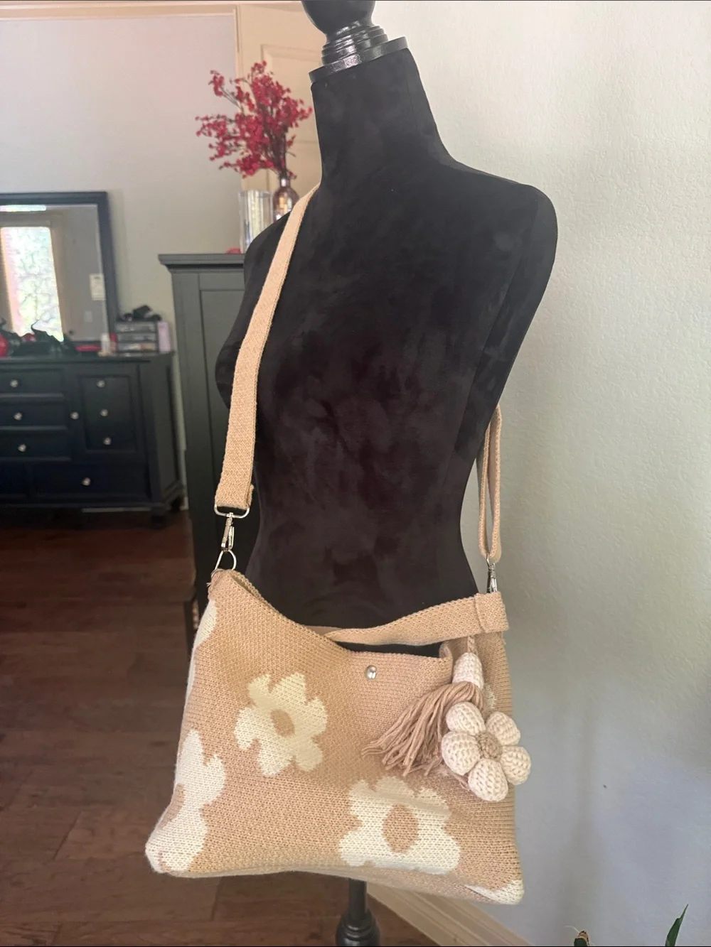 Crochet Flower tote, crossbody/ shoulder